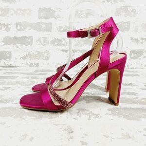 New Charles By Charles David Gena Pink Satin Heeled Strappy Sandals W1005